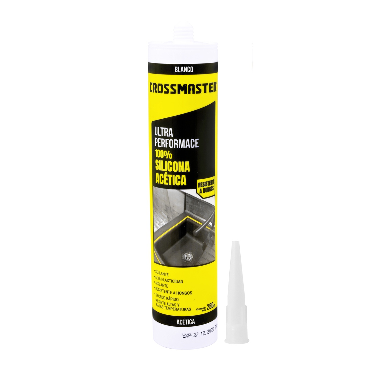 SILICONA ACETICA 280ML-BLANCO-CROSS