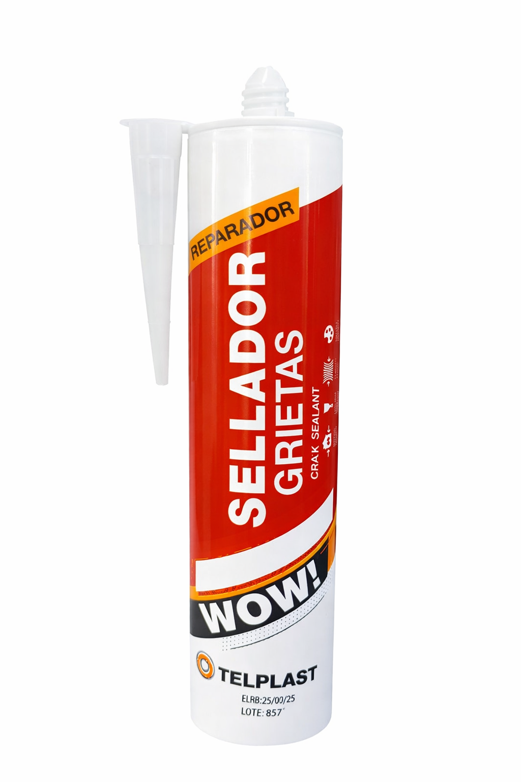 Sellador de grietas Telplast en detalle SELLADOR ACRILICO PARA GRIETAS Y FISURAS. CARTUCHO-400 GR