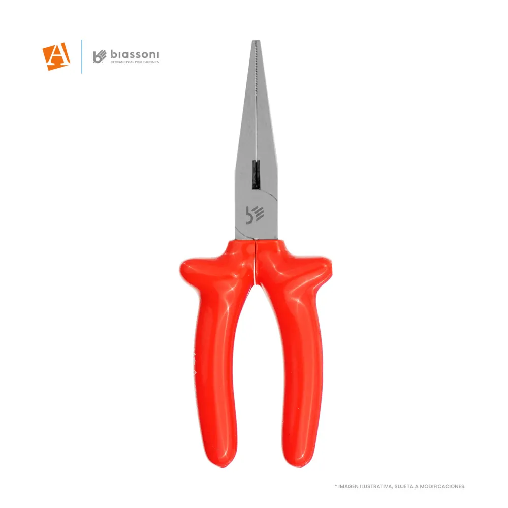PINZA DE PUNTA AISLADA 1000V - 6". - BIASSONI