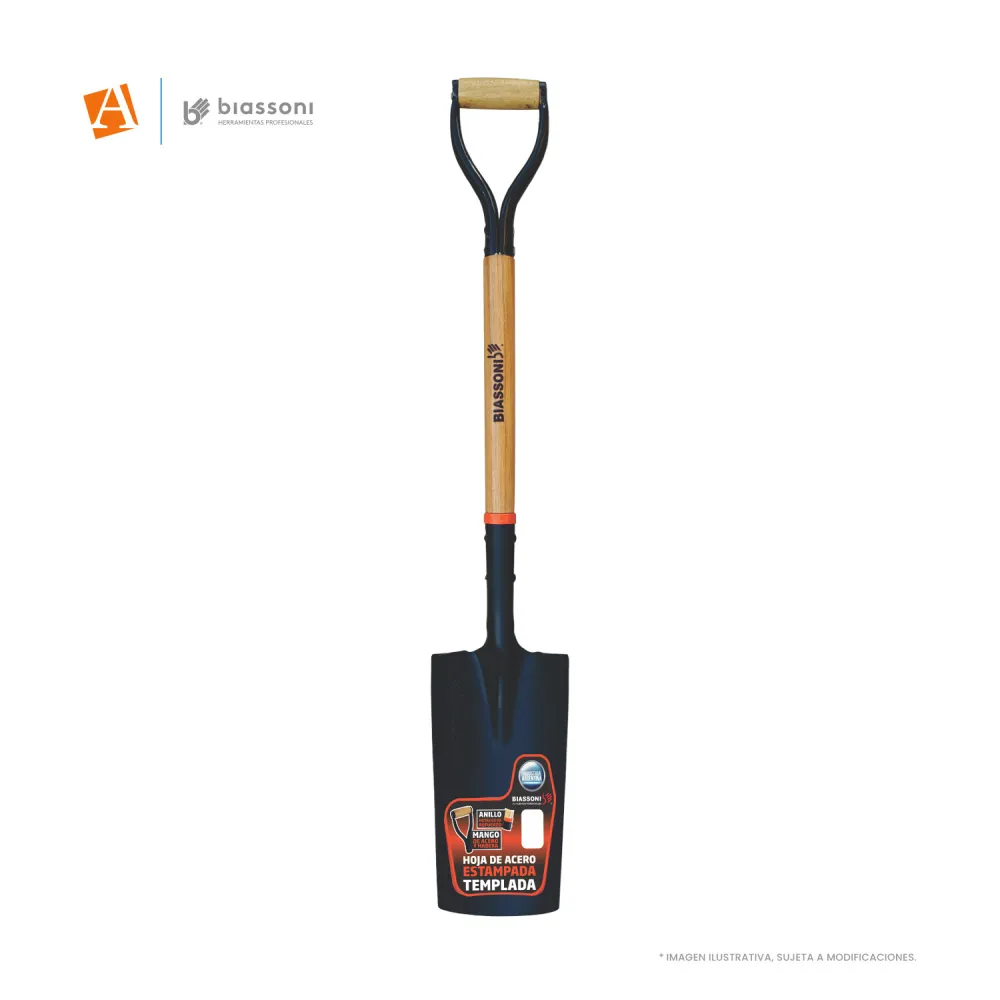 PALA POCERA (PUNTA) ESTAMPADA - MANGO CHAPA Y MADERA - BIASSONI