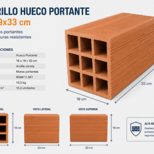 LADRILLOS HUECOS PORTANTE DE 18X19X33