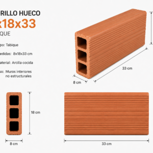 LADRILLOS HUECOS TABIQUE DE 8X18X33