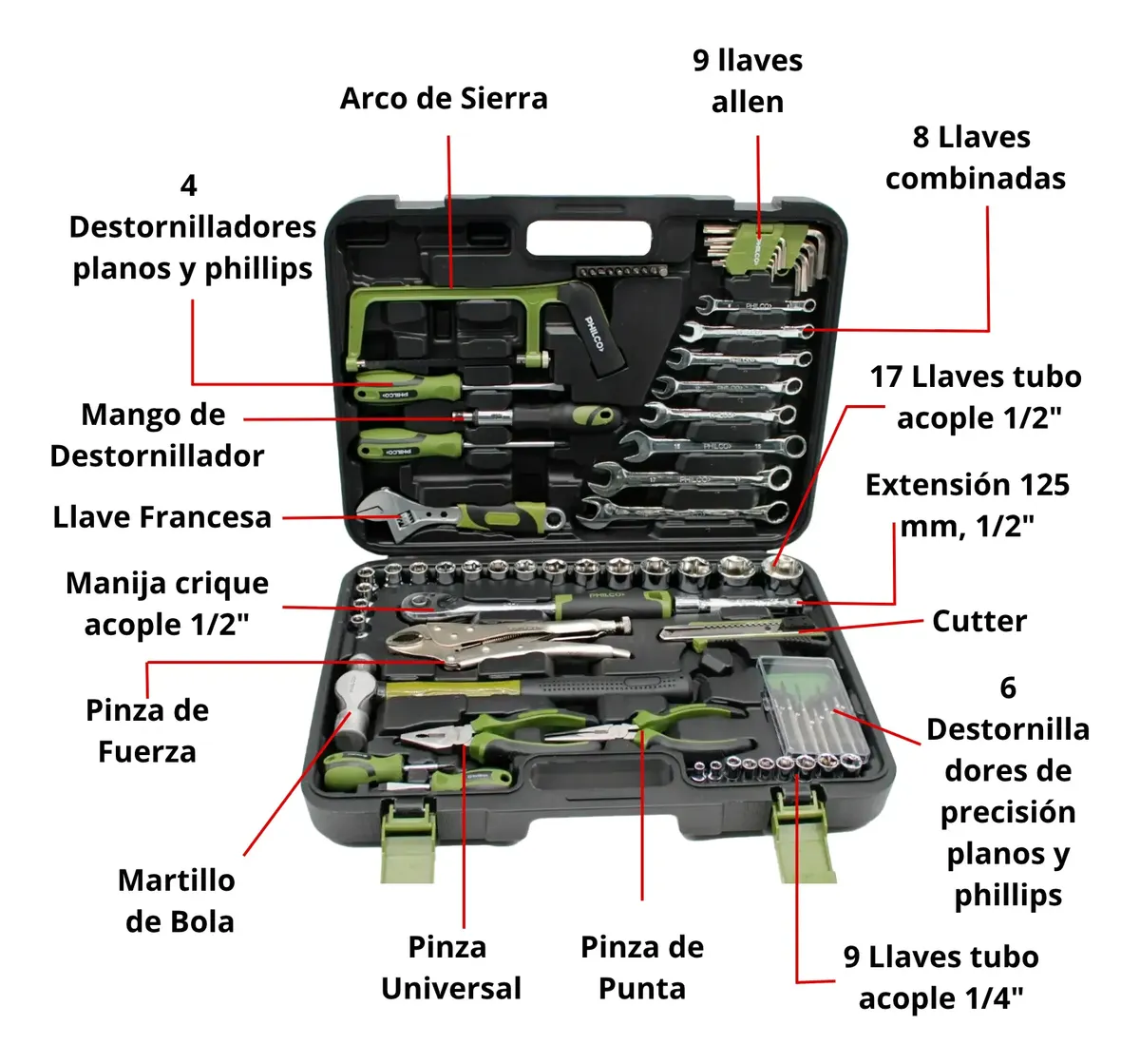 JUEGO HERRAMIENTAS SET DE 74 PIEZAS